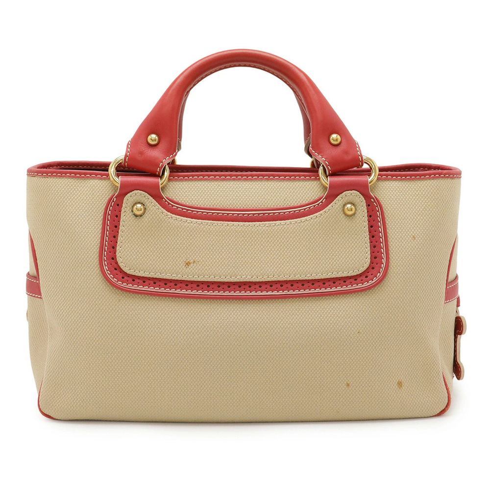 Celine Boogie Bag Handbag Tote Canvas Leather Beige Cream Pink